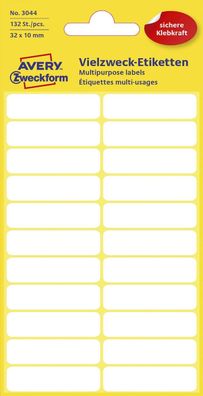 Avery Zweckform® 3044 Mini-Organisations-Etiketten 32 x 10 mm 6 Blatt/132 Etikette