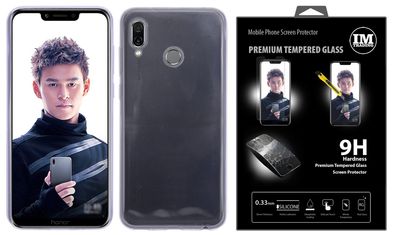 Hülle Silikon Case Tasche Cover + 9H Schutz Panzerfolie Glas kompatibel mit Honor