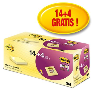 Post-it Haftnotiz Promotion Super Sticky 654-P14CY+4SSCY ge 18 St