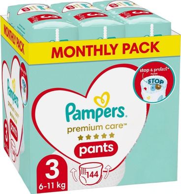 Pampers Pants Windelhosen Einwegwindeln Größe 3, 144 Stück, 6-11 kg