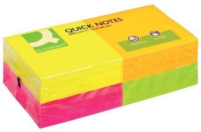 Q-Connect® KF10508 Haftnotizen Quick Notes - Brilliantfarben, 76 x 76 mm