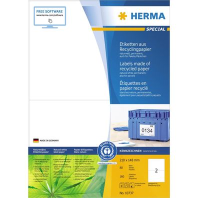 HERMA 10737 HERMA Universal-Etiketten Recycling, 210 x 148 mm, 80 Blatt