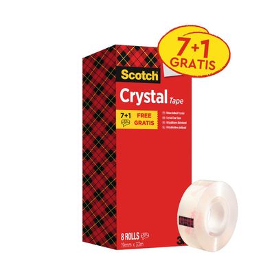 Scotch® 6-1933R8 Klebeband Crystal Tape - 19 mm x 33 m, transparent, 8 Rollen