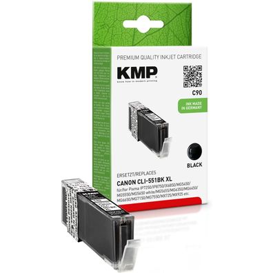 KMP 1520,0001 KMP C90 Tintenpatrone schwarz komp. mit Canon CLI-551 BK XL