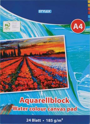 STYLEX® 28690 Aquarellblock - A4, 185 g/qm, 24 Blatt