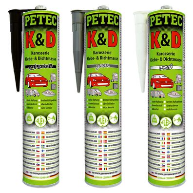 PETEC K&D Karosserie Klebe- & Dichtmasse 310ml (Farbauswahl)