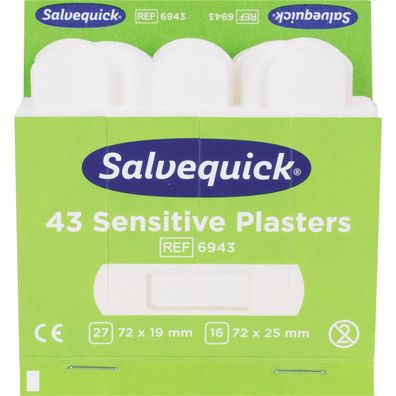 Salvequick® 6943 Pflaster-Strips sensible - 6x 43 Stück, weiß