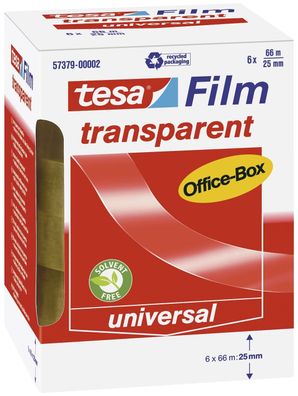 tesa® 57379-00002-01 Klebefilm Office Box - transparent, 25 mm x 66 m, 6 Rollen