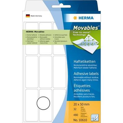 HERMA Etiketten "Movables" 20 x 50 mm, zur Handbeschriftung