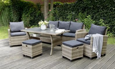 Rattan Gartenlounge Set Prato II grau von bellavista - Home & Garden