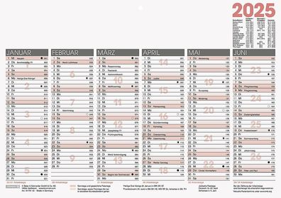 2025 Brunnen Tafelkalender A4 1S/6Monate