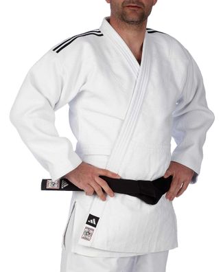 adidas Judojacke Champion III IJF - Model 2 JIJFS-JAC weiß / schwarze Streifen