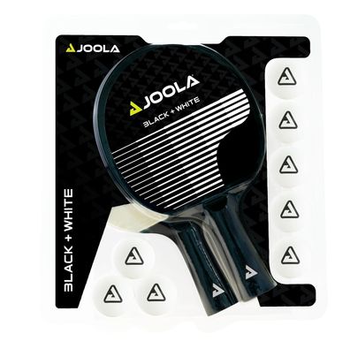 JOOLA Tischtennis Black + White 2 x Tischtennisschläger 8 x TT Bälle Ping Pong