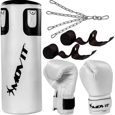 Movit® Boxsack Set Gefüllt Handschuhe Boxbandagen Sandsack Boxen Punching Bag