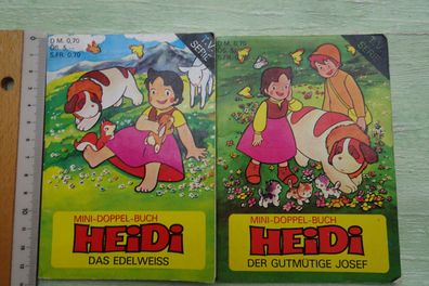 2x Mini Doppel-Buch 1977/78 Heidi Der gutmütige Josef Das Edelweiss kleine Reh Lawine