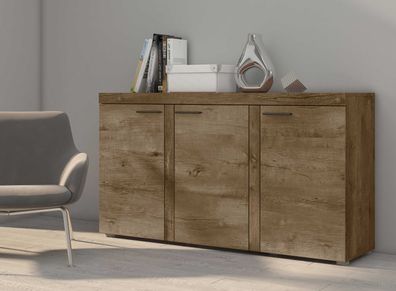 FURNIX Sideboard Alvor Anrichte Kommode 3 Türen 148,8 cm 3F Eiche Lefkas