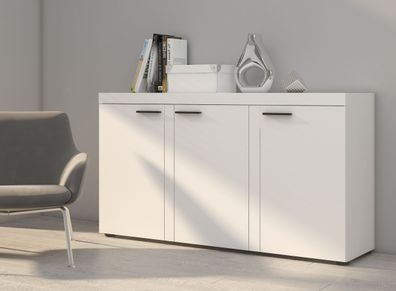 FURNIX Sideboard Alvor Anrichte Kommode 3 Türen klassisch 149 cm 3F Weiß