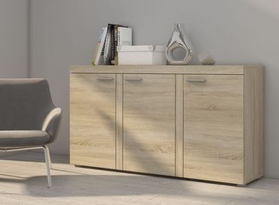 FURNIX Sideboard Alvor Anrichte Kommode 3 Türen 149 cm 3F Eiche Sonoma