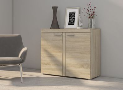 FURNIX Sideboard Alvor Anrichte Kommode mit 2 Türen 97 cm klassisch Eiche Sonoma