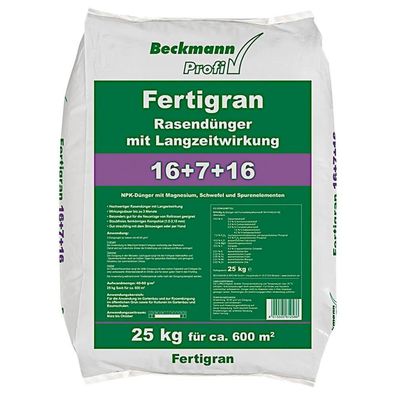 Beckmann PROFI Rasendünger Fertigran 16 + 7+16 25 kg Sportrasendünger