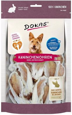 DOKAS - Kaninchenohren mit Fell getrocknet kurz (1 x 100g)