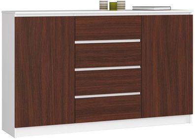 Kommode AKORD K160 Weiß 160 cm 2 Türen Front Wenge B160 x H99 x T40 cm