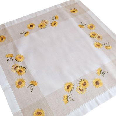 Tischdecke mit Stickerei Sonnenblumen