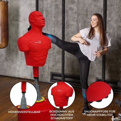 Freistehender Boxdummy Groß Rot 175cm Kampfsport Boxen Training