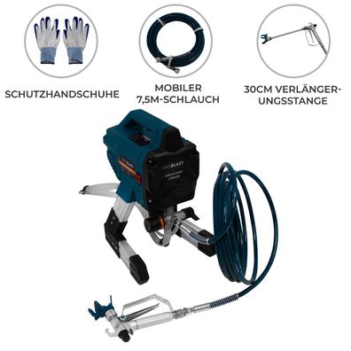 Airless Farbsprühgerät Farbspritzgerät 650W Airlessgerät Spritzpistole Lackieren