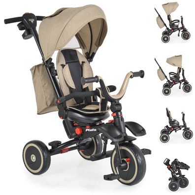 B-Ware Byox Dreirad Tricycle Pluto, faltbar, EVA-Reifen, Schiebestange, beige