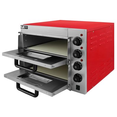 Gastro Ofen Pizzaofen Backofen Pizzabackofen Flammkuchen Gastro Pizza 3000W Rot