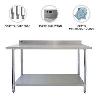 Gastronomie Edelstahltisch Arbeitstisch Küchentisch Zerlegetisch Edelstahl 120cm