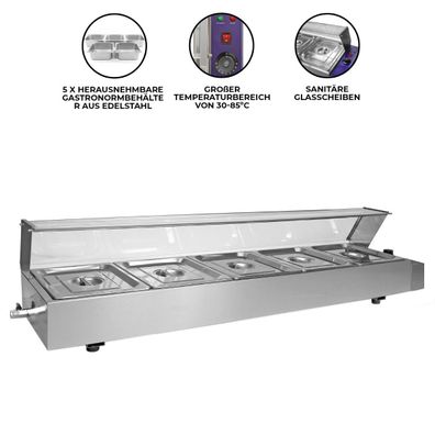 Gastronomie Bain Marie Speisenwärmer Wasserbad Warmhalter Catering Buffet 5x GN