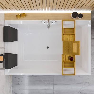 ECOLAM Badewanne Doppelwanne Crown 190x120 Kissen Bambusablage (ohne Schürze)