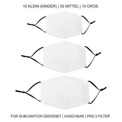 Bedruckbare Gesichts-Mund-Nasen Maske Stoffmaske für Sublimationsdruck S/M/L