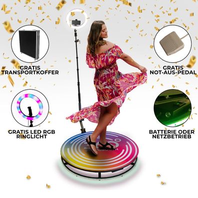 360 Grad Fotokabine Photo Booth 100cm Video Selfie LED Ringlicht Hochzeit