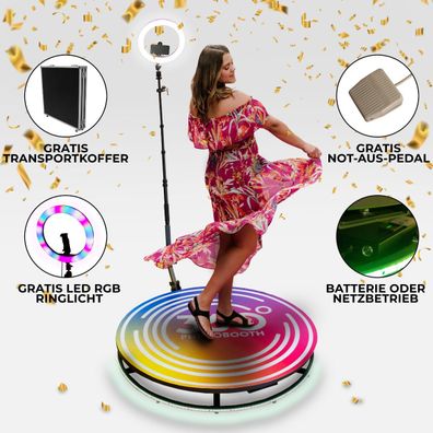 360 Grad Fotokabine Photo Booth 115cm Video Selfie LED Ringlicht Hochzeit