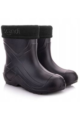 LEMIGO Scandi Leichte Kinder Gummistiefel gefüttert Regen Unisex schwarz