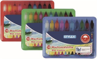 Toppoint® 28215A Wachsmalstiftetui - 10 Farben, wasserfest, Box sortiert