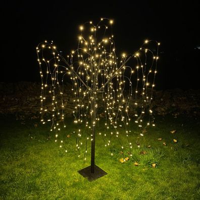 Beleuchteter Trauerweidenbaum 180cm Trauerweide Schwarz 400 warmweiße LEDs Timer