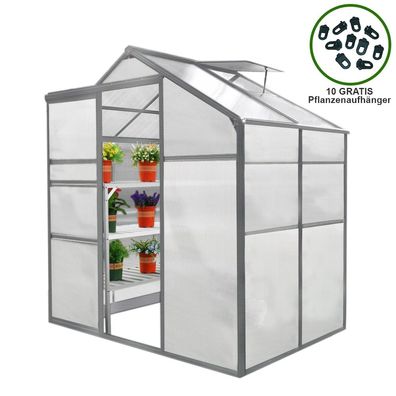 Gewächshaus 1.8m x 1.2m ohne Boden Aluminium Treibhaus Schiebetür & Dachfenster