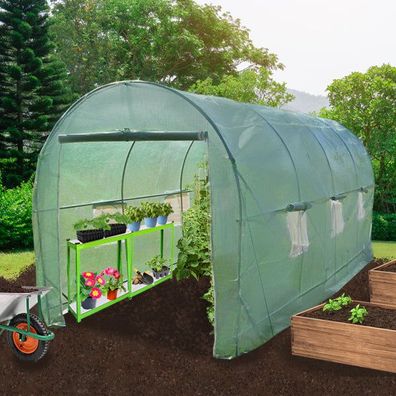 Polytunnel mit Folie und Regale Gewächshaus Treibhaus Tomatenhaus Pflanzenhaus