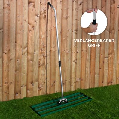 Rasenrakel 100cm Levelingrake Rasen Rakel Rake Stahl Grün 1.9m Flächenebener