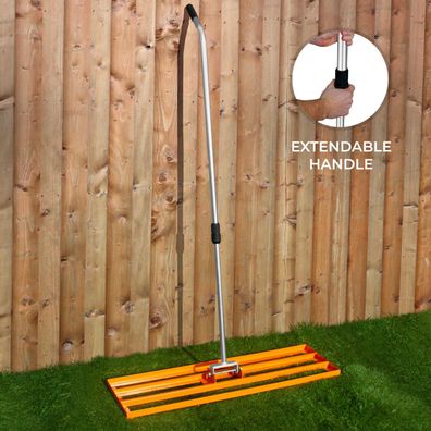 Rasenrakel 100cm Levelingrake Rasen Rakel Rake Stahl Orange 1.9m Flächenebener