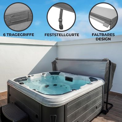 Whirlpool Abdeckung Spa 210x210cm Quadratisch Grau Hardtop Wetterfest PVC-Leder