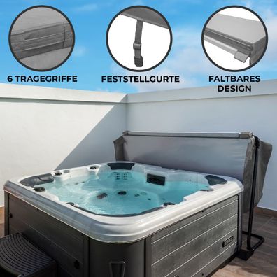 Whirlpool Abdeckung Spa 220x220cm Quadratisch Grau Hardtop Wetterfest PVC-Leder