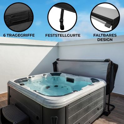 Whirlpool Abdeckung Spa 210x210cm Quadratisch Schwarz Hardtop Wetterfest PVC-Leder