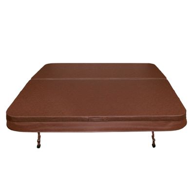 Whirlpool Abdeckung Spa 220x220cm Quadratisch Braun Hardtop Wetterfest PVC-Leder