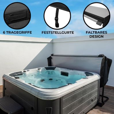 Whirlpool Abdeckung Spa 220x220cm Quadratisch Schwarz Hardtop Wetterfest PVC-Leder