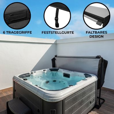 Whirlpool Abdeckung Spa 2x2m Quadratisch Schwarz Hardtop Wetterfest PVC-Leder